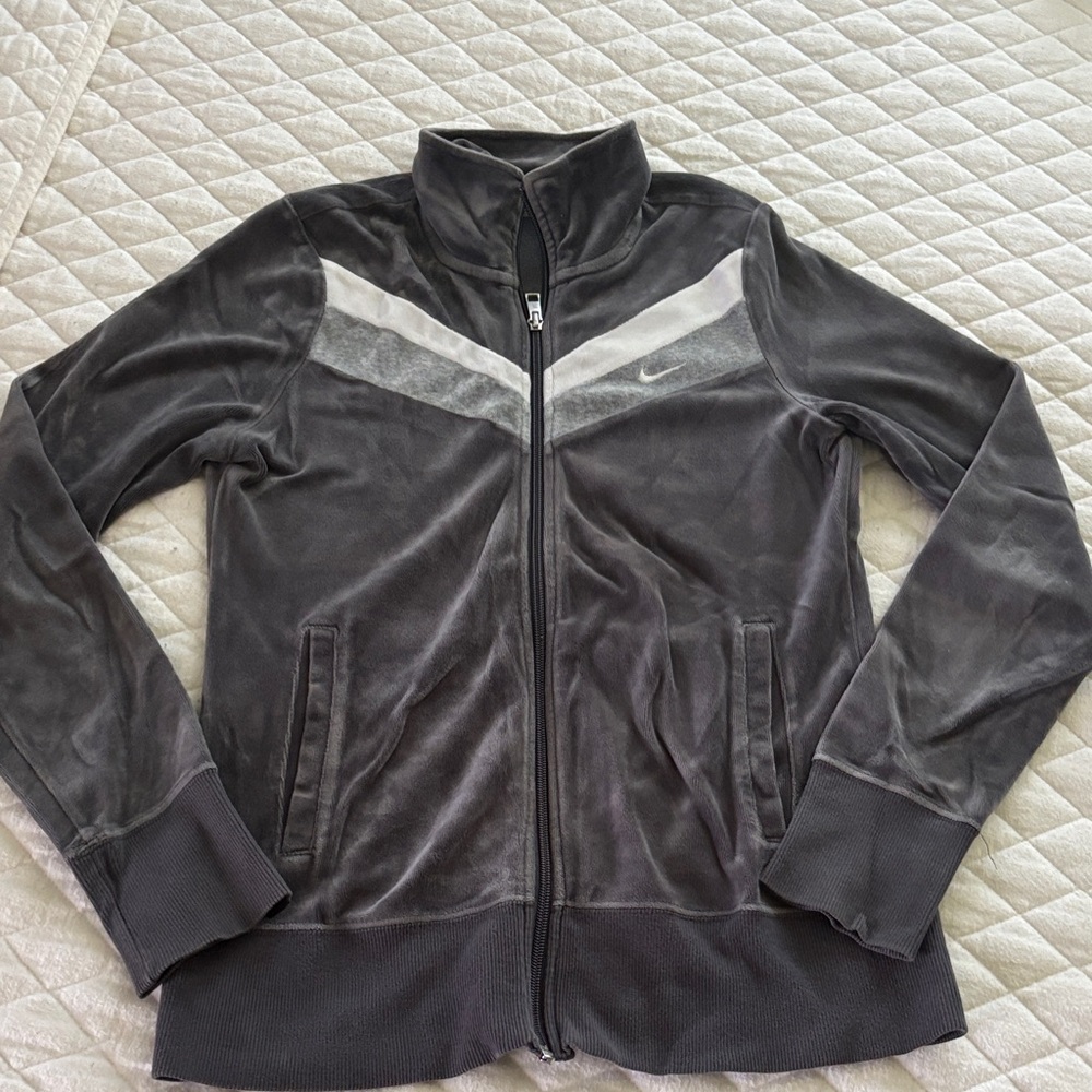 Vintage Nike Charcoal and White Track Jacket